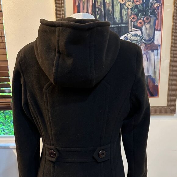 Preston & York Women's Dark Brown Double-Breasted Hooded Wool Coat Size 6 - Picture 9 of 12